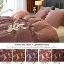 DIvellow Velvet Duvet Cover Queen Set Sage Green Comforter Cover 3Pcs Ultra Soft Cover Breathable Solid Luxury Flannel Velour Duvet Cover Zipper Closure Corner Tie - 腮紅粉紅 - 查看 5