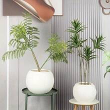 1pc Large Spherical Plastic Planter Pot, Contemporary Round Plastic Flower Pot, Lightweight Floor-Standing Indoor/Outdoor Decorative Pot For Realistic Artificial Trees, Modern Home & Garden Decor, Ideal For Home Decor, Room Decor, Bedroom Decor, Wedding Decor, Garden Decor And Birthday Decorations