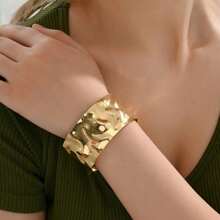 1pc Fashionable Minimalist Metallic Sea Star Linked Adjustable Bangle Bracelet For Women