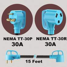 CircleCord 30 Amp 50 Feet RV Power Cord Twist Locking, Heavy Duty 10 Gauge 3 Wire STW Pure Copper Wire With Grip Handle, TT-30P To L5-30R With Cord Organizer For RV Trailer Campers