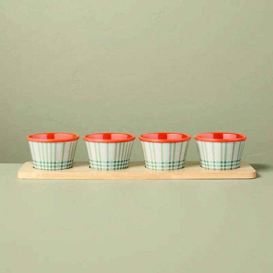 4pk Summer Plaid Melamine Bowl Serving Set - Hearth & Hand ™   With Magnolia