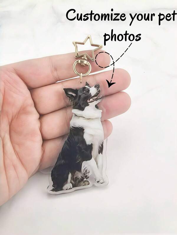1Pc Custom Acrylic Keychain - Personalized Pet Dog Keychain, Custom Dog Photo Keychain, Favorite Pet Display, Unique Home Decor, Perfect Gift For Pet Lovers, Family, And Friends - Great For Birthdays, Holidays, Christmas, Valentine's Day & More