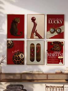 1 件复古少女墙面艺术海报，Y2K 时尚装饰，豹纹印花，美观的宿舍和公寓装饰，豹纹墙面艺术，无框 - 彩色 - 查看 2