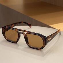 1 件男士复古双桥高品质奢华简约时尚眼镜（适合驾驶、旅行、休闲、户外、运动、日常使用） - 玳瑁框茶片 - 查看 2