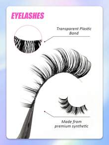 Asiteo 5 Pairs Exaggerated Cartoon Style False Eyelashes - Reusable, Transparent Stem, Pointed Tip Design, Anime Style, Natural Makeup Effect, Lightweight And Flowy, Japanese Inspired False Lashes, Suitable For Cosplay And Daily Makeup - Easy To Wear And Remove, Durable And Comfortable - 尖尾漫畫款 - 查看 2