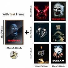 Optional Buy One Get Six Free Style, 12*16in Letters, Scary Clowns Pattern, Optional Frame, Optional 1 Pc Canvas Or Paintings With Polished Plexiglass Frame + 6 Pcs Canvas Posters, Replace Any Time, Modern Wall Art Decor For Home Living Room Bedroom Office, Home Decor, Home Accessories