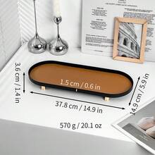 Stylish Nordic Oval Tray With Metal Feet & Leather Cushion – Versatile Bathroom/Kitchen Storage Organizer For Cosmetics, Jewelry & Decor | 3 Sizes (L/M/S) & 3 Colors (Beige/Brown/Dark Green) – Perfect For Home, Hotel, Party & Holiday Use - Multicolor - View 14