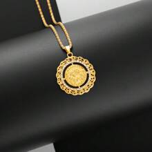 1 pieza Collar colgante de moneda dorada vintage, lujoso, exquisito y único con circonita cúbica para mujer, para boda, uso diario, vacaciones, festival de música, aniversario, regalo de pareja, regalo para ella