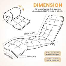 Outdoor Folding Lounger Chair Cushion Recliner Rocking Chair Sofa Mat Chair Cushion For Yard Patio Beach Pool Deck For Outdoor Folding Chaise Lounge Chair Cushion For Beach Sunbathing Patio - 黑色 - 查看 2