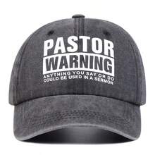 1顶男士“牧师警告：你的一言一行都可能被用于布道”字母印花水洗棒球帽，可调节，防晒，适合春秋季郊游、旅行、海滩、派对等休闲场合。 - 多色 - 查看 9