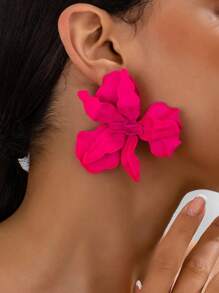 1 par de pendientes vintage exagerados con colgante de flor 3D y ganchos de acero inoxidable, minimalista y versátil para todas las ocasiones