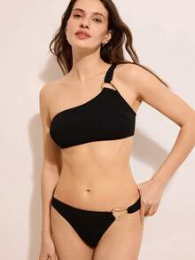 Costasola 夏季女士单肩无袖性感比基尼泳装 - 黑色 - 查看 3