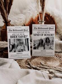 1pc- Customized Newspaper Bridesmaid Proposal Cards, Personalized Customized Photo Bridesmaid Proposal Cards, Bridesmaid Information Cards, You Are Willing To Be My Bridesmaid Card, Thank-You Cards, Bridesmaid Invitations, Create Your Own Card With Text Added, Customized Bridesmaid Commemorative Occasion Cards,Art Activities For Personal Items