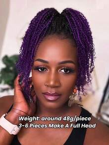 QVR QUEEN VIRGIN REMY 50 جرام/عبوة إكسسوارات شعر طبيعي مجعد أفريقي، مناسب للضفائر والتموجات الصغيرة والزنوب، شعر طبيعي عالي الجودة للرجال والنساء، متوفر بألوان متعددة (أسود، بني، ذهبي، بوردو، أومبير وغيرها)، ملمس ناعم طبيعي، يمكن صبغه وتجعيده. - SPurple - مشاهدة 5