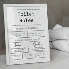 1 pieza Regalo Moderno en blanco y negro Divertido Desnudo Reglas del baño Cita Obras de arte Lienzo de pared Carteles para baño Decoración del hogar Sin marco - Multicolor - Ver 1