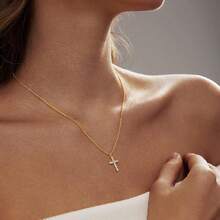 Cross Necklace For Women, Dainty 18K Gold Plated/Sterling Silver Small Cross Pendant Necklace Simple Gold Cross Necklaces For Women  Faith Jewelry Gift2025 - CZ Cross-Gold - Xem 11