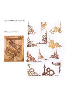12 Peças/Pacote Adesivos Rígidos Ocos de Engrenagem de Relógio Vintage, Adesivos Decorativos de Artesanato DIY de Scrapbooking para Jornais, Álbuns, Artigos Escolares, De Volta às Aulas