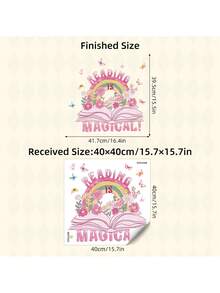 1 件故事书儿童房墙贴 - 童话书主题可移除儿童房装饰，卡通城堡龙教育墙贴适用于游戏室家居装饰