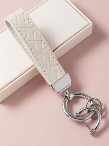 1个男女通用黑色/白色/红色/粉色/橙色锌合金简约风格皮革钥匙扣，适用于各种钥匙和车钥匙，可作汽车配件、包包挂饰、背包挂饰，适合上学、可爱哥特风Y2K风格，也可作汽车配件、教师、朋友、姐妹礼物。 - 白色 - 查看 3