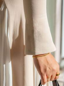 1 Piece Of Fashionable Women's Clothing Two-Color Contrast Gradient Style Long Dress, Soft Spring Tones Long Sleeve Cuffs Middle Eastern Dress Abaya