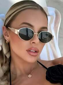 1/2pcs Women Oval Multi-Color Lens Bohemian Vintage Stylish Fashion Glasses, Suitable For Carnival Party, Birthday, Tropical Beach, Bar, Club, Outdoors, Summer Accessory, Fits All Face Shapes Preppy Style For Back To School Cat Eye Shape