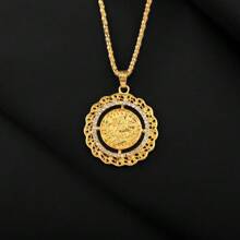 1 pieza Collar colgante de moneda dorada vintage, lujoso, exquisito y único con circonita cúbica para mujer, para boda, uso diario, vacaciones, festival de música, aniversario, regalo de pareja, regalo para ella