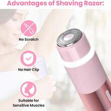 Bikini Trimmer For Women, Glow Aura Womens Shaver, Quiet Dual Head Waterproof Cordless Rechargeable Painless Trimmer For Underarms, Legs, Body(Pink) - Pink - View 6