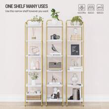Hzuaneri Scaffale a 6 Ripiani, Libreria, Scaffale Stretto per Libri, Mensola D'angolo Industriale, Mensola Sottile per Ufficio, Soggiorno, Camera da Letto, Cucina