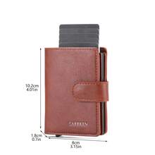 1 pieza Billetera de botón a presión llana para hombre, Portador de tarjetas de aluminio multifuncional con expulsión automática, gran capacidad de tarjetas