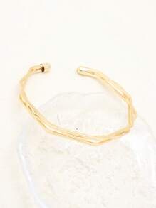 1 Peça Bracelete Minimalista de Moda Assimétrico 3D com Linhas Geométricas Triângulo na Cor Dourada