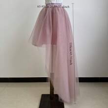 Women's Colorful Stylish Asymmetrical Tulle Skirt, Europe And America Design, Sexy Hem, Suitable For Daily Wear And Stage Performance