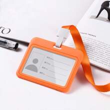 1pc/5pcs/10pcs/50pcs Ins Style Thick Vertical & Horizontal Card Holder, 11 Colors Lanyard ID Badge Holder, Suitable For Office, School, Mall, Work Etc. School Supplies,Back To School