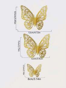 12 piezas Pegatinas de pared de mariposas 3D huecas, decoraciones para pastel, decoración de boda, decoración de sala de estar, decoraciones para fiesta de cumpleaños, pegatinas personalizadas