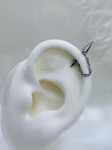1PC Spiked Helix Piercing Rivet Earring With Detachable Chain Golden Stainless Steel Ear Piercing Punk Jewelry Cartilage Lobe