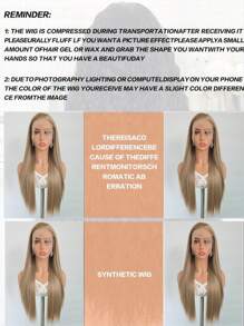 websterwigs Linen Gold Synthetic Lace Front Wig, Pre-Plucked Hairline, Long Straight Golden Blonde Wig, Lace Front Wig, Heat Resistant Synthetic Fiber Wig Suitable For Fashion Women