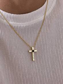 1pc Customized Projection Photo & Commemorative Text Cross Necklace | Stainless Steel Customized Portrait Commemorative Engraved Blessing Projection Cross Necklace | Commemorative Electroplated Projection Side Chain Cross Necklace | Cross Blessing Gift | Customized Couple Commemorative Necklace | Gift For Mother | Gift For Father | Gift For Friend | Minimalist Couple Necklace | Birthday Commemorative Gift | Customized Image Minimalist Projection Cross Necklace - Projection Necklace - View 8