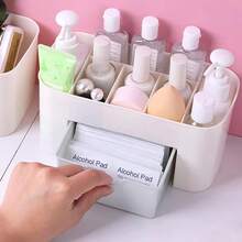 Organizador de maquillaje cosméticos multiusos escritorio baño 6 compartimentos 1 cajón caja joyero organizador cosmético maquillaje organización tocador compacto accesorios belleza práctico - Blanco - Ver 3
