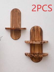 1件装木质拱形顶壁挂式置物架，竖杆式设计装饰展示架，现代家居装饰，适用于客厅和卧室，储物架，可用于展示装饰品、房间装饰、卧室装饰、墙面装饰 - 彩色 - 查看 15