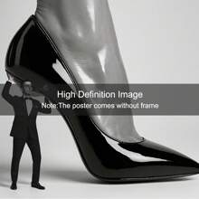 1 Stück rahmenloses Segeltuch Wandbild im Vintage Stil mit Frauenmotiv, schwarz-weiß High Heels, Girl Power Ästhetik, Deko für Wohnung, Büro, Schlafzimmer, moderne Heimdekoration
