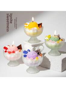 1pc 450g Summer Fruit Ice Cream Creative Exquisite Shape Yogurt Cup Soy Wax Birthday Gift Souvenir Aromatherapy Candle