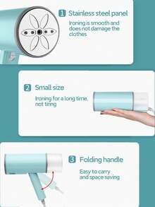 OBOVAY 1pc Portable Steam Iron, Steam Ironing Machine, 800W High Power Handheld, 30s Fast Heating, Removes Wrinkles, Foldable Handle, Easy Storage, Compact & Portable Mini Fabric Steam Iron, Suitable For Home, Travel And Office Use - View 6