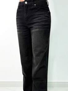 Manon Tanti Jeans décontractés pour femmes, de couleur unie, avec boutons et poches avant