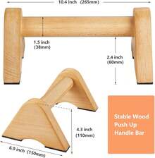 Wooden Push Up Bar Non-Slip Handstands For Floor Workout, Parallettes Bars For Calisthenics, Strength Training Pushup Block For Home Fitness, Gymnastics, Calistenia - 1 - View 2