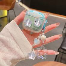 无线蓝牙耳机保护壳适用于 Freebuds 5i/6i、Freebuds SE2/SE3/Pro3/Pro4、Freebuds 4/4e、Freebuds 5/6，极简主义少女高端小众 3D 半透明蓝色云星吊坠设计 - 透藍立體星星 - 查看 14