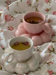 1set-Sunflower Design Ceramic Cup & Saucer Set, Multipurpose, Machine Washable, Material, Ideal For Coffee, Milk & Breakfast - Perfect Gift
