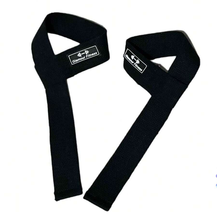 Tala Straps algodão para Musculação Academia Treino Funcional Cross Fit Saúde - Preto - Visão 1