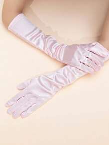 1 para jednolitych kolorowych minimalistycznych rękawiczek imprezowych o długości do łokcia