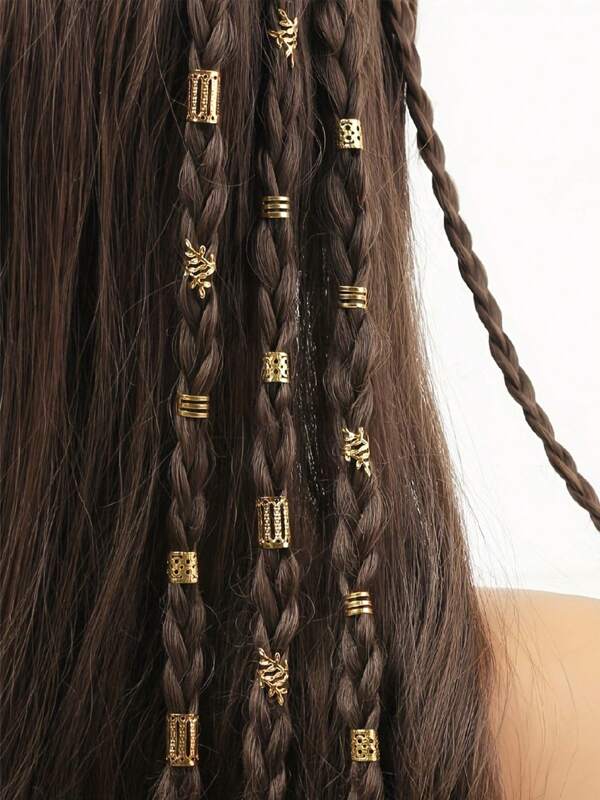 Conjunto de 40/80 peças de joias para cabelo, acessórios para tranças, miçangas para tranças, acessórios para cabelo dourados e prateados, anéis para tranças, algemas, presilhas para dreadlocks, acessórios para dreadlocks, presilhas de metal para decoração