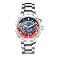 1 Stück Modische Herrenuhr - Retro Drachenmuster Zifferblatt, Zinklegierungs-Armband, Zeiger Fließen, exklusives Geschenk für ihn, passend für Männer jeden Alters und verschiedene Anlässe
