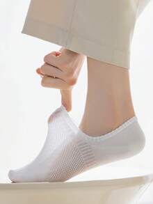 1/5 Pairs Random Spring/Summer Women Thin Solid Color Invisible Non-Slip Breathable Mesh Absorb Sweat Casual Home Sports Boat Socks - Multicolor - View 7